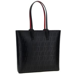 NEW CHRISTIAN LOUBOUTIN BLACK LEATHER LOGO ZIP TOTE BAG PURSE AUTHENTIC NWT!